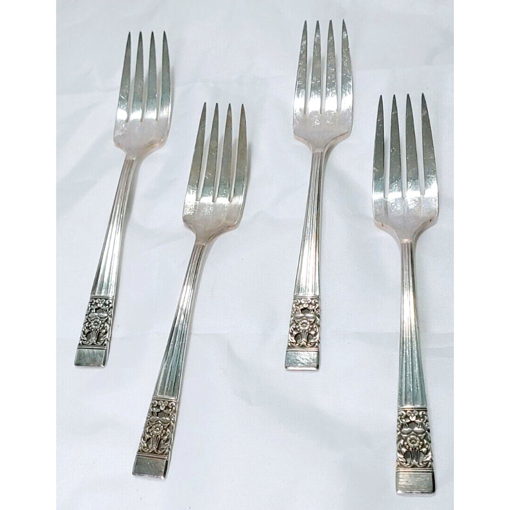 ONEIDA Community Coronation Salad Forks Desert 6.25"-4 pc Silverplate Flatware